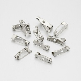 Iron Brooch Pin Back Safety Catch Bar Pins with 1 Hole, 15x4x5mm, Hole: 2mm