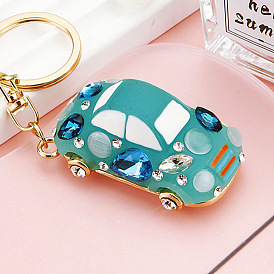Sparkling Crystal Beetle Keychain for Women's Handbags - Cute and Creative Metal Keyring Charm