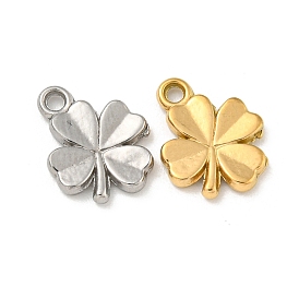 Ion Plating(IP) 304 Stainless Steel Charms, Clover Charms