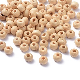 Perles en bois naturel non fini, perles d'espacement en bois rondes en vrac pour la fabrication artisanale, sans plomb