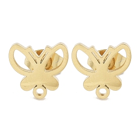 Hollow Butterfly Ion Plating(IP) 304 Stainless Steel Stud Earring Findings, with Loop