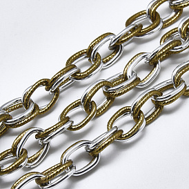 Cadenas de cable de aluminio de doble enlace, textura, con carrete, sin soldar