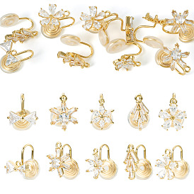 10шт. 5 стили латунные серьги-каффы с микропаве из кубического циркония, с петлей