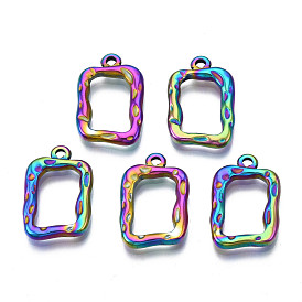 Ion Plating(IP) 304 Stainless Steel Pendants, Cadmium Free & Nickel Free & Lead Free, Uneven Rectangle