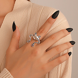 Frosty style old opening frog ring cute animal index finger ring niche design simple