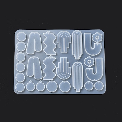 DIY Bohemian Style Geometrical Pendants Silicone Molds, Resin Casting Molds, for UV Resin, Epoxy Resin Jewelry Making, Arch/Wave/Round