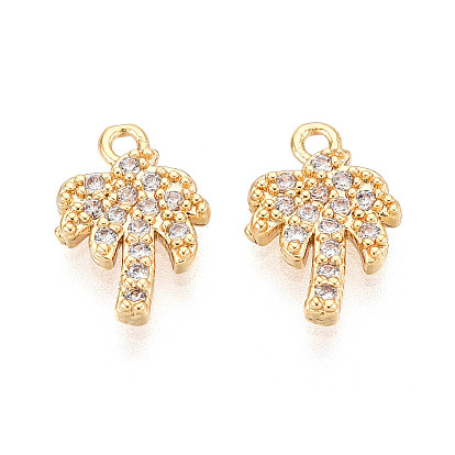 Латунные микропаве прозрачные подвески с фианитом, очарование кокосового дерева, без никеля 