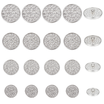 20 шт. 4 стили 1-отверстие цинковый сплав стержень кнопки, со стразами, плоско-круглые