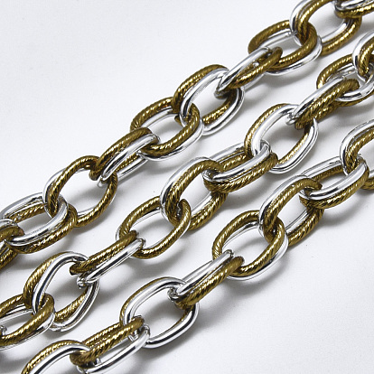 Cadenas de cable de aluminio de doble enlace, textura, con carrete, sin soldar