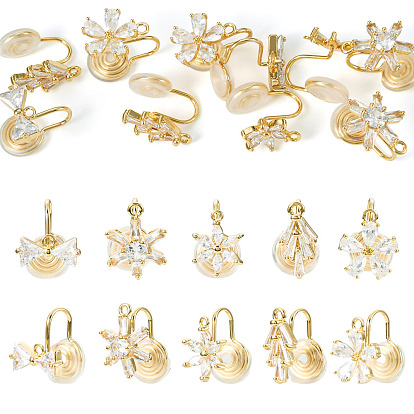 10шт. 5 стили латунные серьги-каффы с микропаве из кубического циркония, с петлей