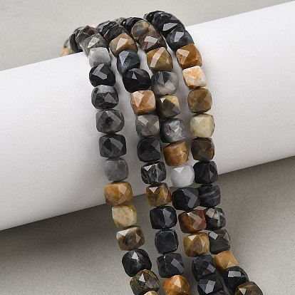 Природные окаменелое дерево бисер пряди, граненые, кубические