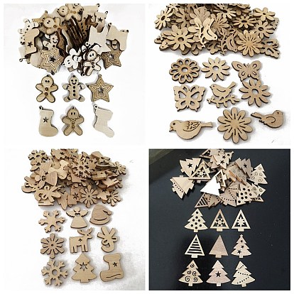 Unfinished Wood Pendant Decorations, for Christmas Ornaments