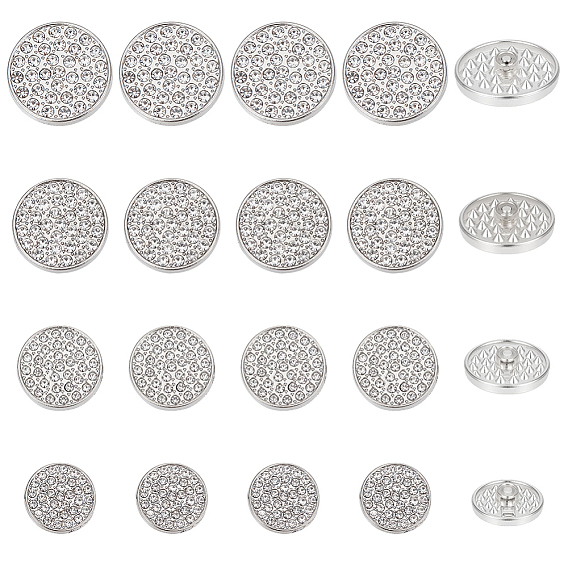 20 шт. 4 стили 1-отверстие цинковый сплав стержень кнопки, со стразами, плоско-круглые