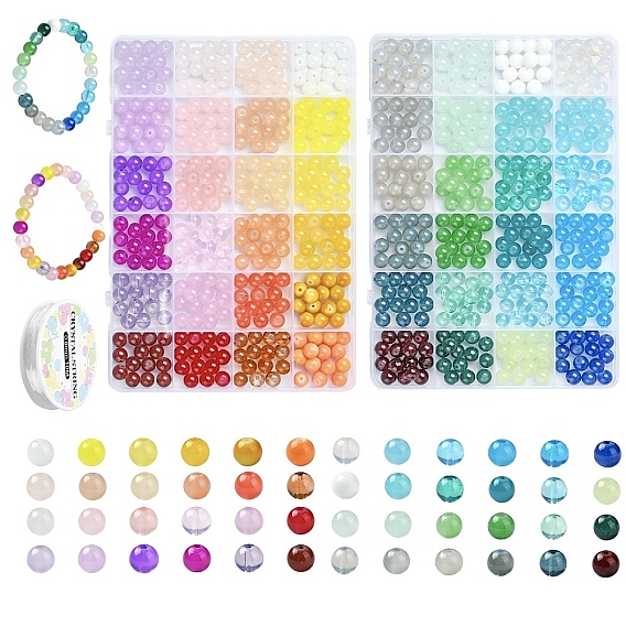 Стеклянные круглые бусины