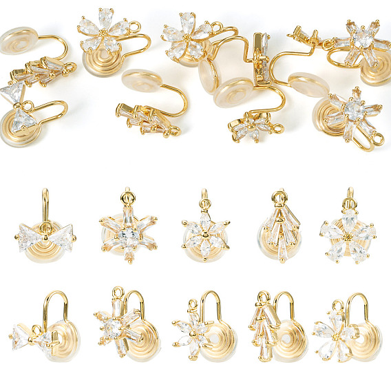 10шт. 5 стили латунные серьги-каффы с микропаве из кубического циркония, с петлей