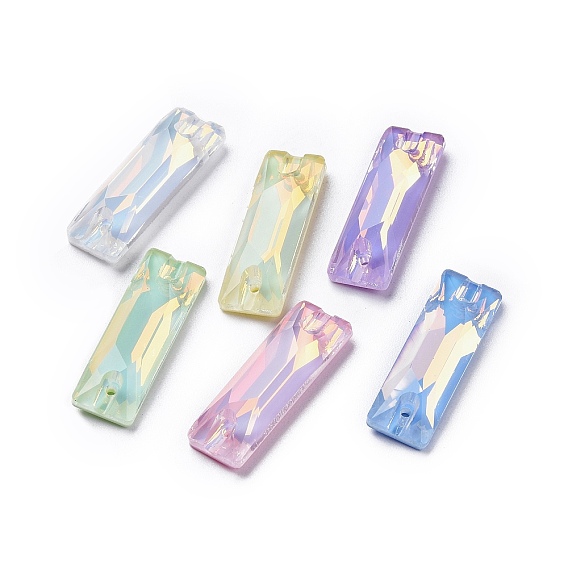 Прямоугольная форма с эффектом мокко, пришитая стразами, k 5 стеклянный страз, 2-отверстие ссылка, плоская спинка с покрытием, швейные украшения