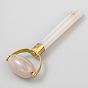 Natural Agate Brass Massage Tools, Facial Roller for Skin, Eyes, Neck, Raw(Unplated)