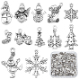 120Pcs 12 Style Tibetan Style Alloy Pendants, Lead Free & Cadmium Free, for Christmas, Mixed Shapes