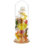 Clear Glass Dome Cover, Decorative Display Case, Cloche Bell Jar Terrarium with Bamboo Base
