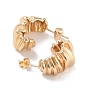 Brass Twist Curved Stud Earrings, Long-Lasting Plated