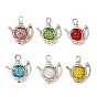 6шт 6цвета полимерная глина стразы подвески, чайник, с бортовыми рамками из сплава и железной петлей