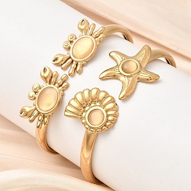 304 браслеты-манжеты из нержавеющей стали "кошачий глаз", браслеты на концах для женщин, реальный 18 k позолоченный, ионное покрытие (ip), долговечный