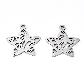 201 Stainless Steel Pendants, Laser Cut, Star