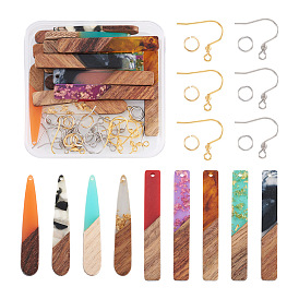Набор для изготовления прямоугольных и каплевидных сережек своими руками, в том числе подвески из смолы и ореха, 304 прыгающие кольца из нержавеющей стали и французские крючки для сережек