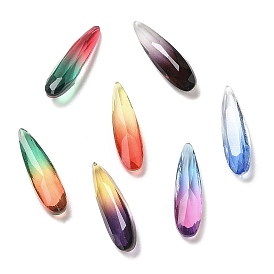 Pointed Back Gradient Glass Rhinestone Cabochons, Teardrop, Faceted
