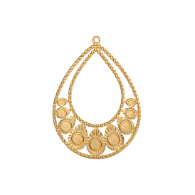 Подвески в форме капли 304 из нержавеющей стали с кабошонами, ионное покрытие (ip)