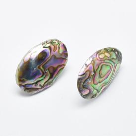 Shell Oval Ear Studs, with Platinum Plated Brass Pin