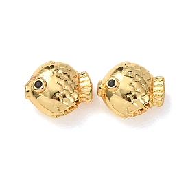 Латунные микро проложить кубического циркония бусы, рыба, без кадмия и без свинца, стойки покрытие, долговечный