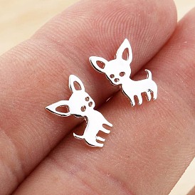 Cute Chihuahua Stainless Steel Stud Earrings for Women and Girls Pet Dog Jewelry