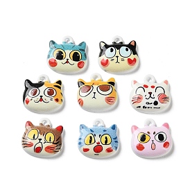 Printed Alloy Charms, Cat Face Shape Charms