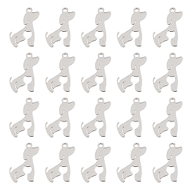 40Pcs 201 Stainless Steel Pendants, Silhouette Charms, Dog