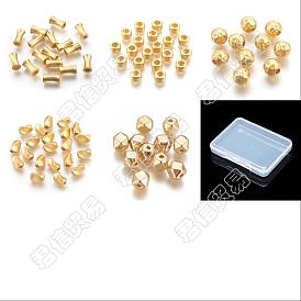 CHGCRAFT 20Pcs 5 Style Brass Beads, Long-Lasting Plated, Matte Style, Bamboo Stick & Rondelle & Round & Twist Oval & Star Cut Round