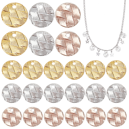 120 шт 3 цвета латунные подвески, плоский круглый с ткацким зерном