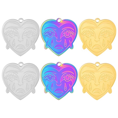 304 подвески из нержавеющей стали, сердце с очарованием человеческого лица