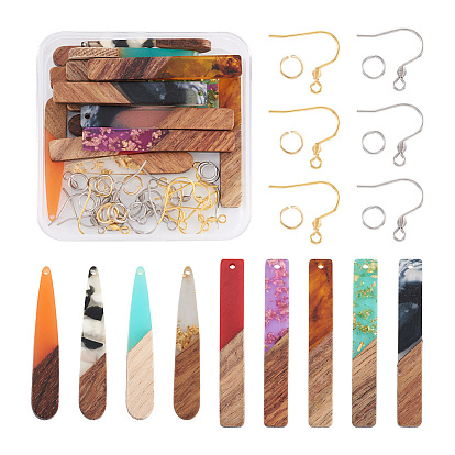 Набор для изготовления прямоугольных и каплевидных сережек своими руками, в том числе подвески из смолы и ореха, 304 прыгающие кольца из нержавеющей стали и французские крючки для сережек