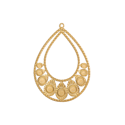 Подвески в форме капли 304 из нержавеющей стали с кабошонами, ионное покрытие (ip)