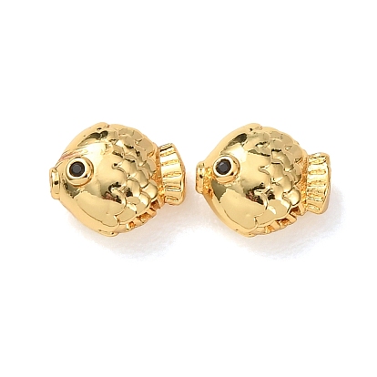 Латунные микро проложить кубического циркония бусы, рыба, без кадмия и без свинца, стойки покрытие, долговечный