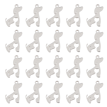 40Pcs 201 Stainless Steel Pendants, Silhouette Charms, Dog
