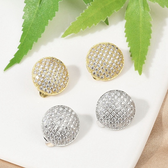 Полукруглые латунные клипсы с микропаве из прозрачных кубических цирконий, долговечный, без кадмия и без свинца, стойки покрытие