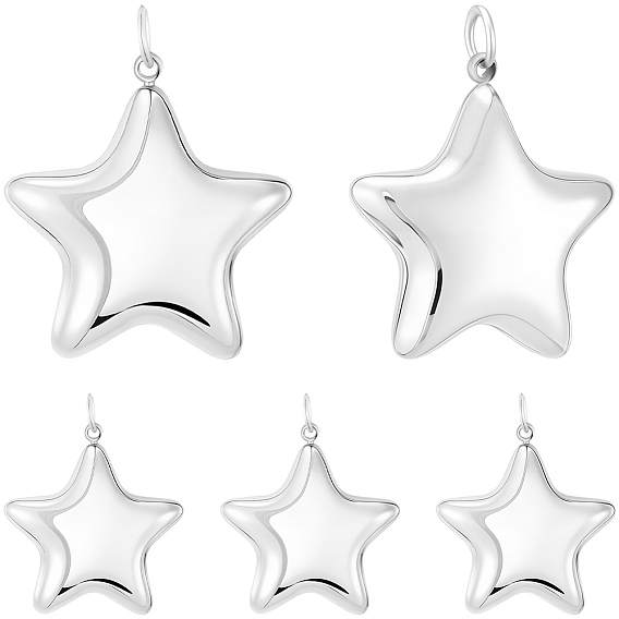 6 шт. 304 подвески из нержавеющей стали, с целью перехода в кольце, звезда очарование