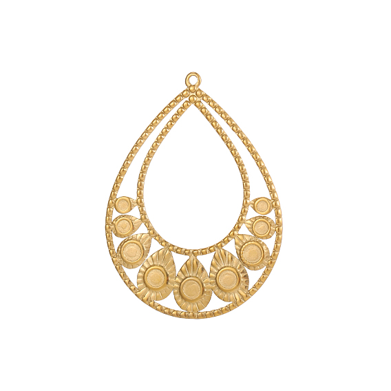 Подвески в форме капли 304 из нержавеющей стали с кабошонами, ионное покрытие (ip)