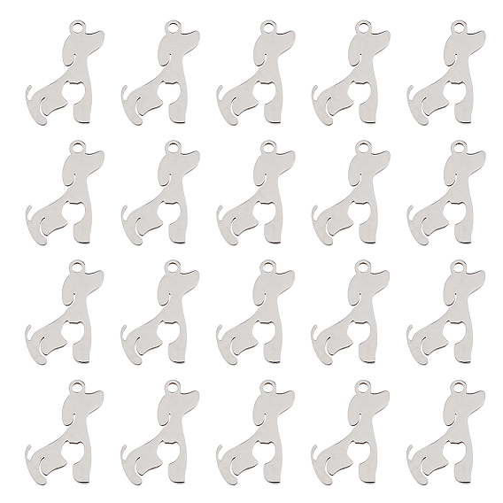 40Pcs 201 Stainless Steel Pendants, Silhouette Charms, Dog