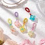 5Pcs 5 Colors Baking Paint Imitation Jade Glass Woven Clover Pendant Decorations, Nylon Thread Hanging Ornaments