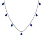 Женские ожерелья с кисточкой и каплевидным покрытием, покрытые родием, из стерлингового серебра с синим фианитом