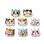 Printed Alloy Charms, Cat Face Shape Charms