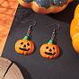 304 серьги-подвески в форме тыквы из нержавеющей стали и непрозрачной смолы, Хэллоуин тема, цвет нержавеющей стали